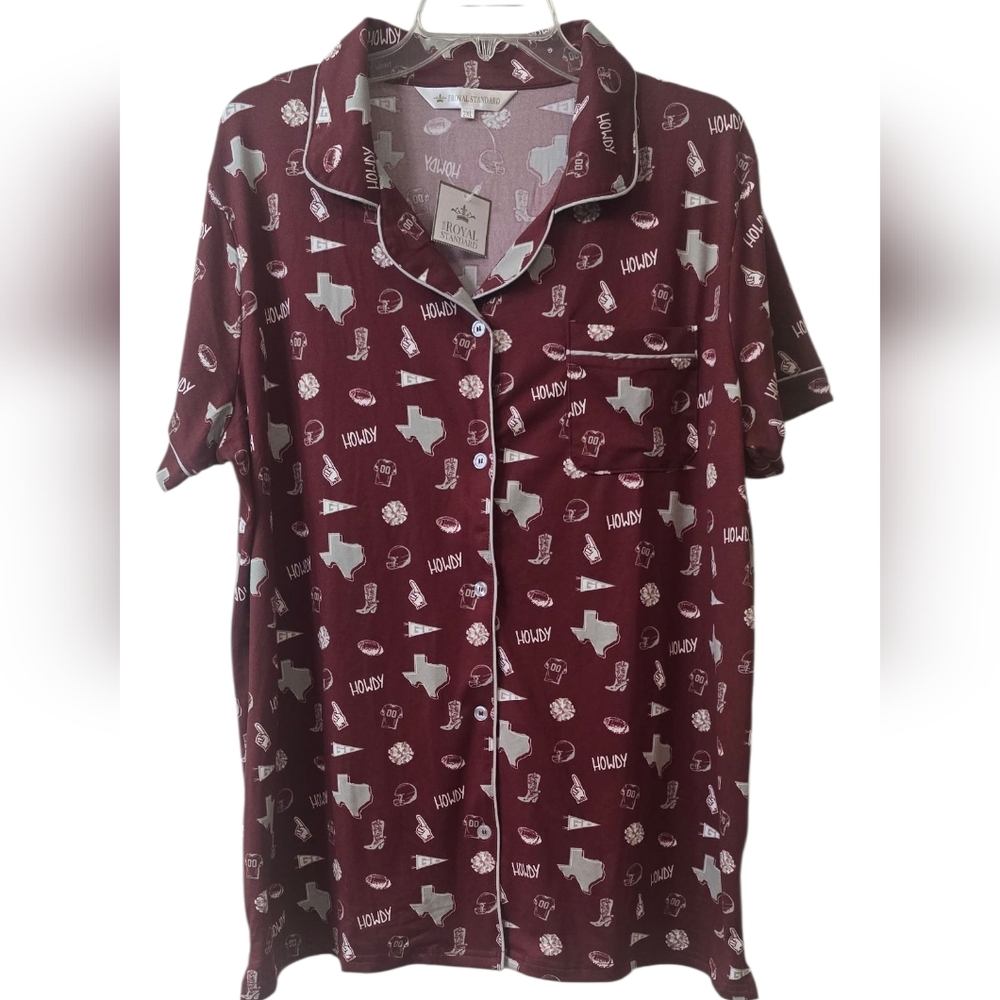 NWT Royal Standard Howdy Girl Short Sleeve Button Up Sleep Shirt Size 2XL